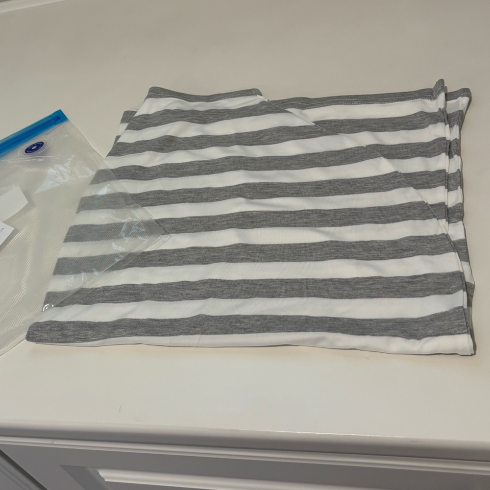 NWT grey and white stripe car seat cover